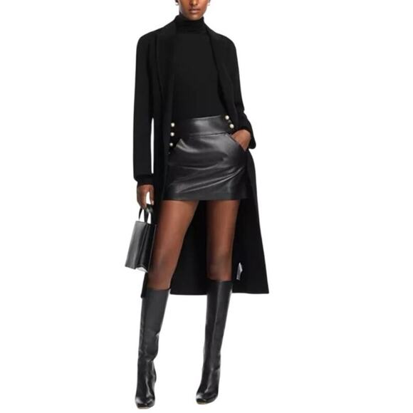 NWT Alice and Olivia Donald high rise faux leather mini skirt size 6 - Picture 1 of 14
